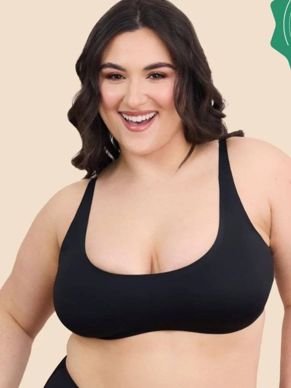Black Scoop Neck Women's Swim Top